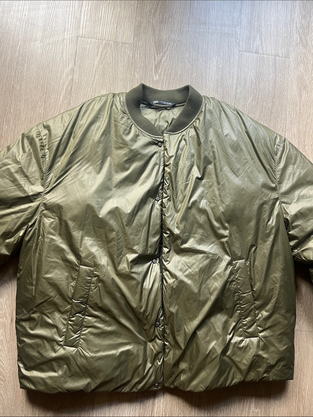 Olive Green Quilted Bomber Jacket - Zara